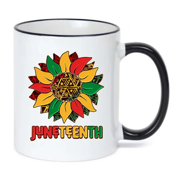 Celebrate Juneteenth Traditional African Pattern Sunflower Black Color Changing Mug