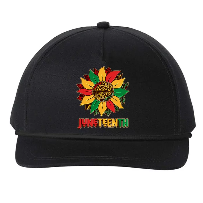 Celebrate Juneteenth Traditional African Pattern Sunflower Snapback Five-Panel Rope Hat