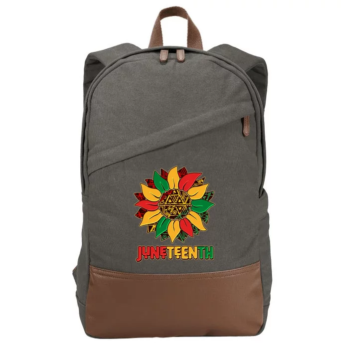 Celebrate Juneteenth Traditional African Pattern Sunflower Cotton Canvas Backpack