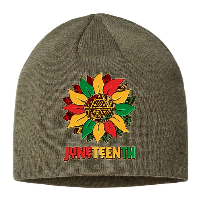 Celebrate Juneteenth Traditional African Pattern Sunflower 8 1/2in Sustainable Knit Beanie