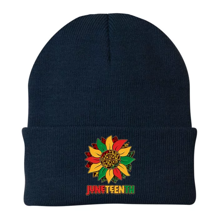 Celebrate Juneteenth Traditional African Pattern Sunflower Knit Cap Winter Beanie