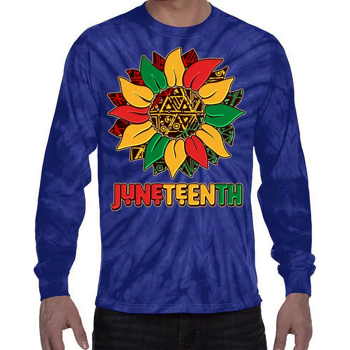 Celebrate Juneteenth Traditional African Pattern Sunflower Tie-Dye Long Sleeve Shirt