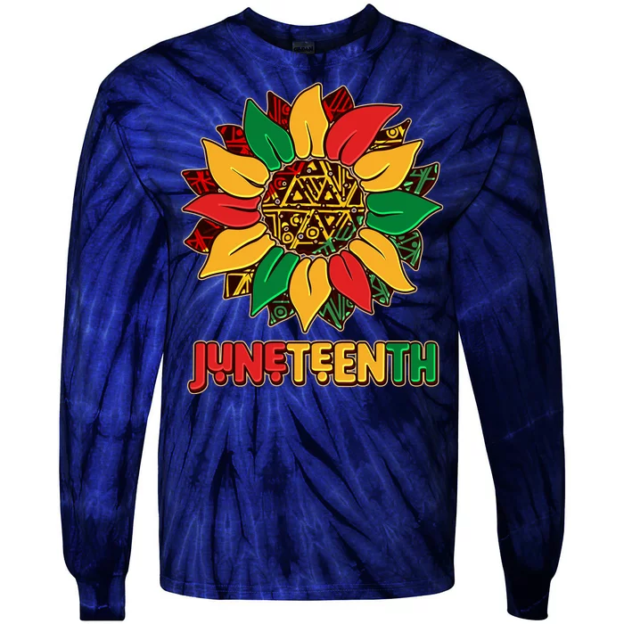 Celebrate Juneteenth Traditional African Pattern Sunflower Tie-Dye Long Sleeve Shirt