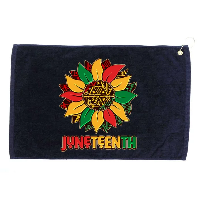 Celebrate Juneteenth Traditional African Pattern Sunflower Grommeted Golf Towel