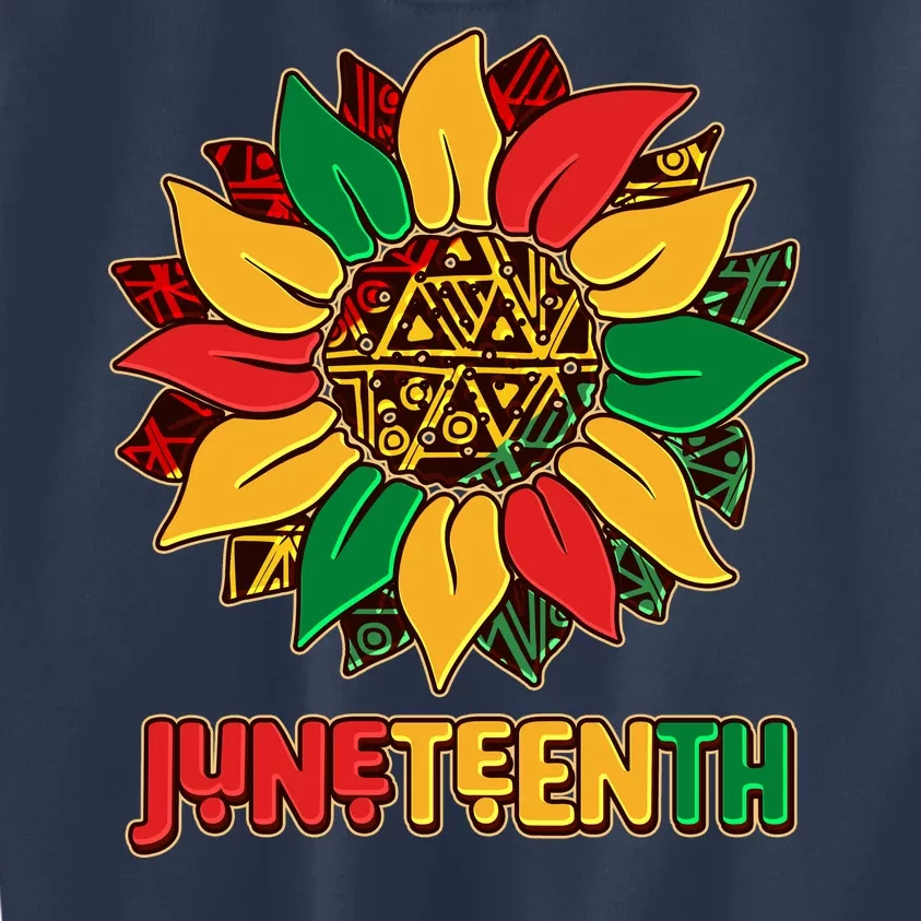 Celebrate Juneteenth Traditional African Pattern Sunflower Kids Sweatshirt