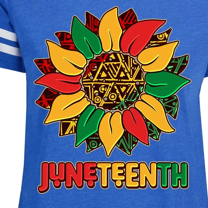 Celebrate Juneteenth Traditional African Pattern Sunflower Enza Ladies Jersey Football T-Shirt