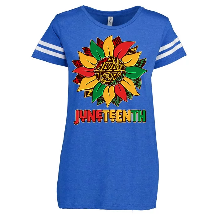 Celebrate Juneteenth Traditional African Pattern Sunflower Enza Ladies Jersey Football T-Shirt