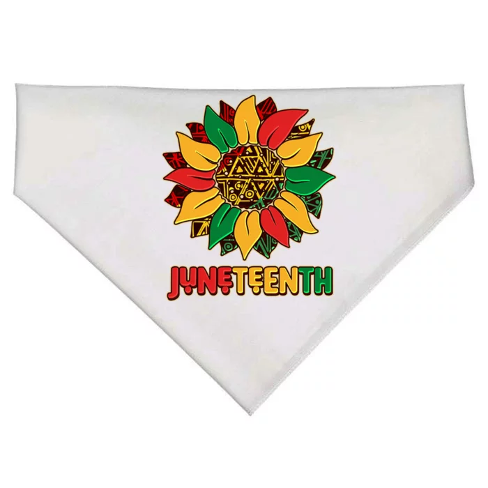 Celebrate Juneteenth Traditional African Pattern Sunflower USA-Made Doggie Bandana