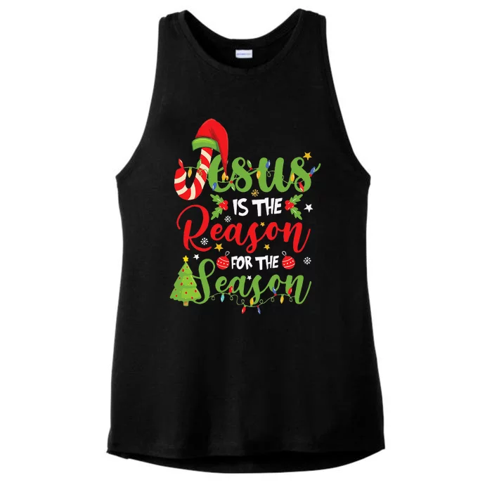 Christian Jesus The Reason Christmas Stocking Stuffer Gifts Ladies Tri-Blend Wicking Tank