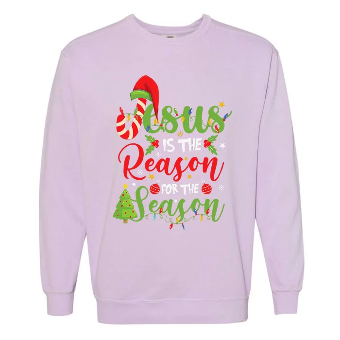 Christian Jesus The Reason Christmas Stocking Stuffer Gifts Garment-Dyed Sweatshirt