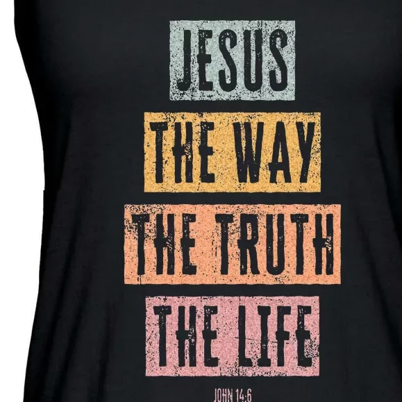 Christian Jesus The Way Truth Life Ladies Essential Flowy Tank