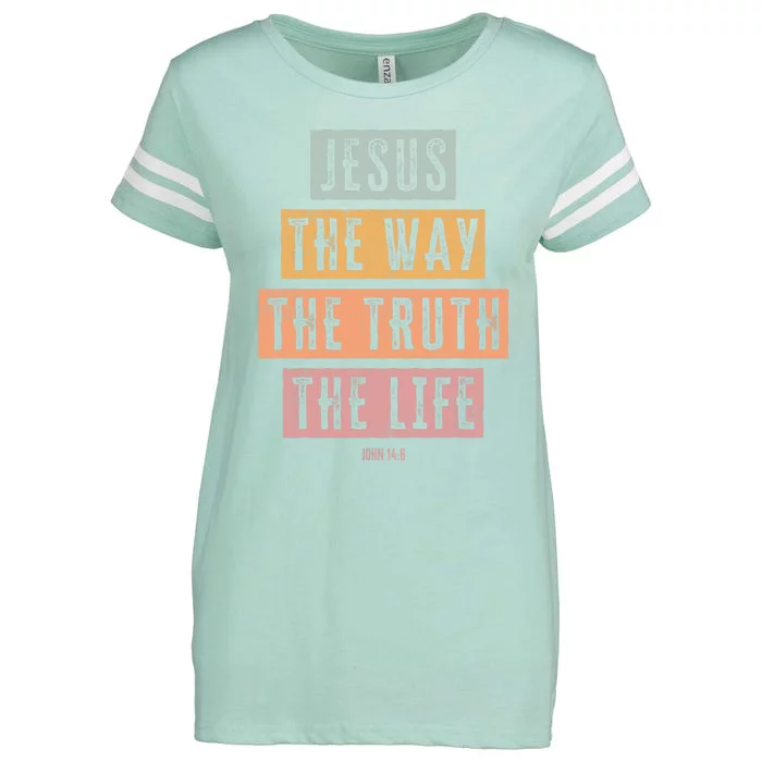 Christian Jesus The Way Truth Life Enza Ladies Jersey Football T-Shirt