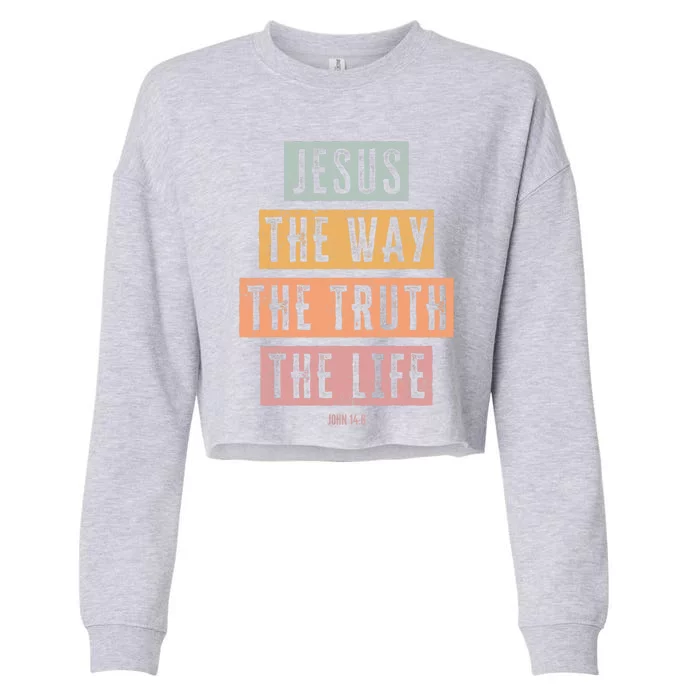 Christian Jesus The Way Truth Life Cropped Pullover Crew