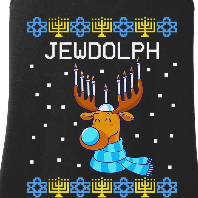 Chanukah Jewdolph Ugly Hanukkah Sweater Reindeer Ladies Essential Tank