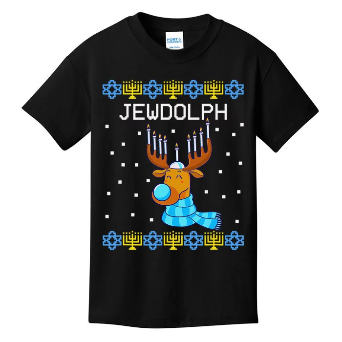 Chanukah Jewdolph Ugly Hanukkah Sweater Reindeer Kids T-Shirt