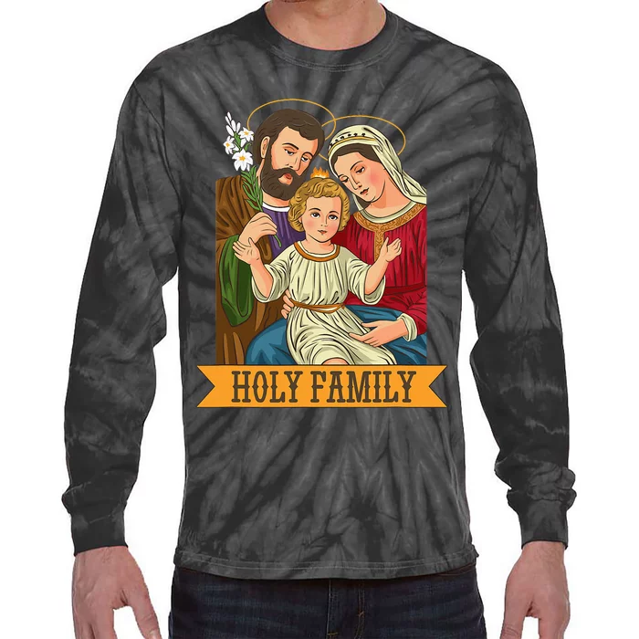 Child Jesus Virgin Mary and St Joseph Tie-Dye Long Sleeve Shirt