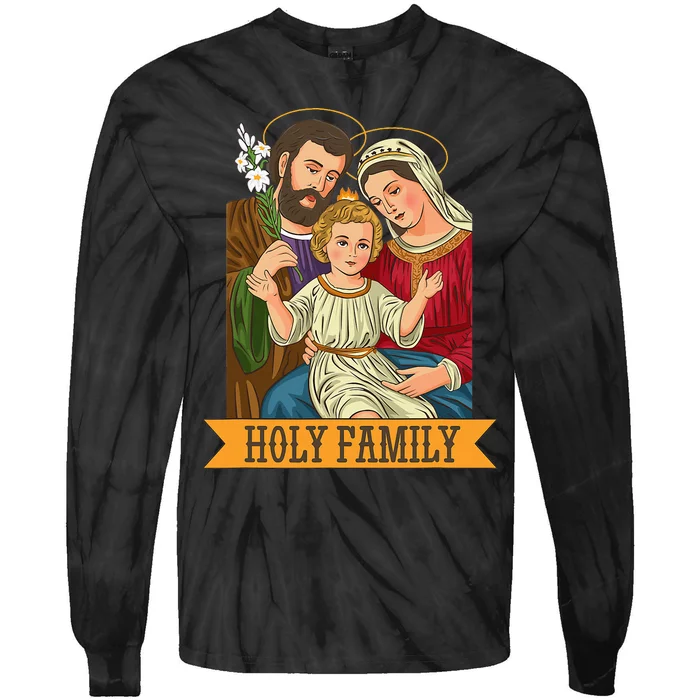 Child Jesus Virgin Mary and St Joseph Tie-Dye Long Sleeve Shirt