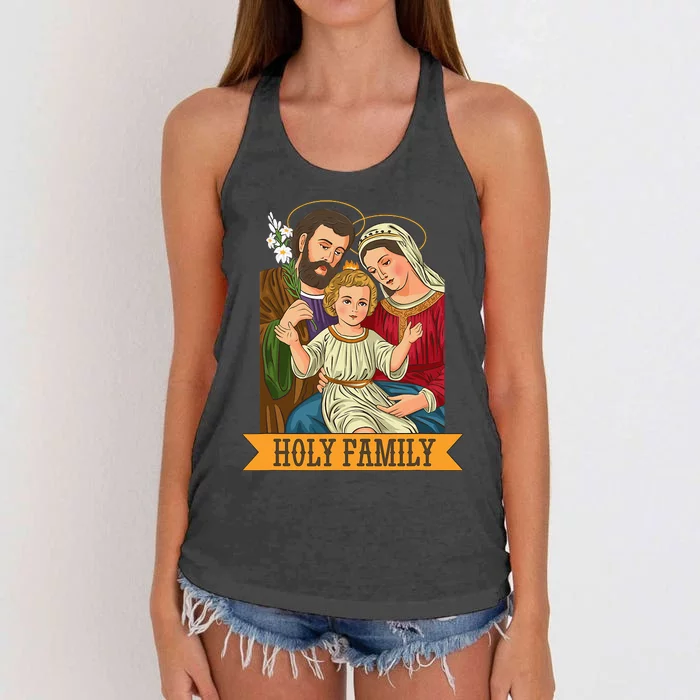 Child Jesus Virgin Mary and St Joseph Women's Knotted Racerback Tank