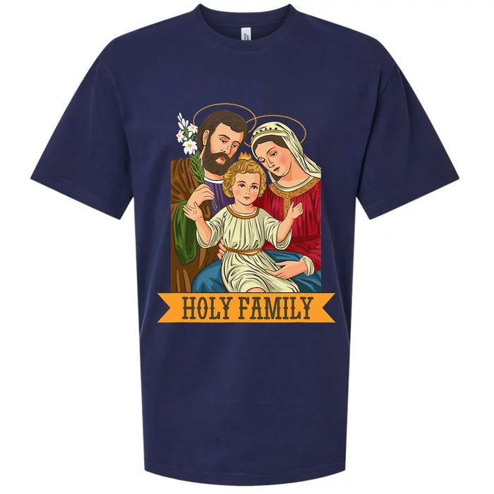 Child Jesus Virgin Mary and St Joseph Sueded Cloud Jersey T-Shirt