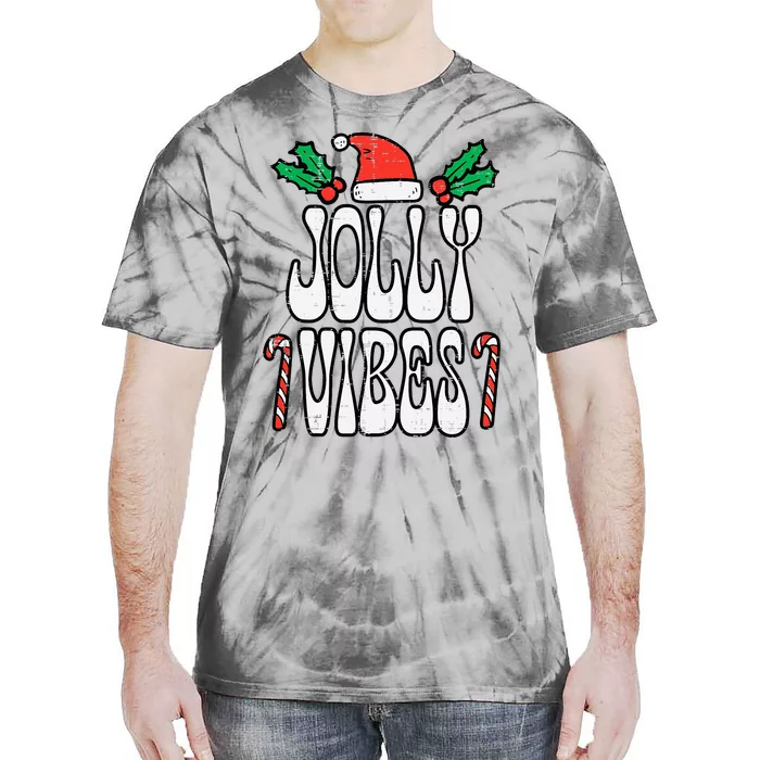 Christmas Jolly Vibes Retro Groovy Xmas Tie-Dye T-Shirt