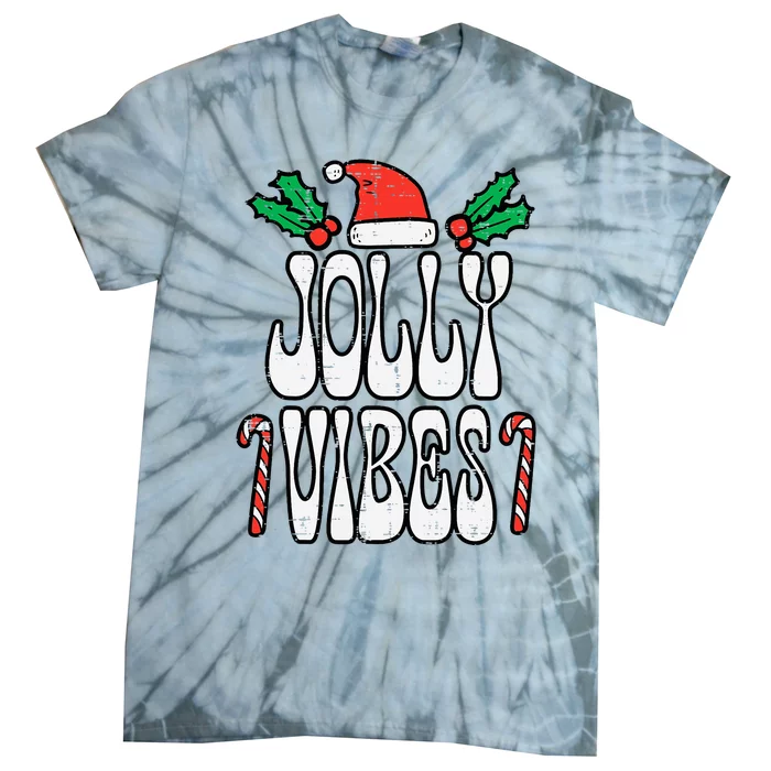 Christmas Jolly Vibes Retro Groovy Xmas Tie-Dye T-Shirt