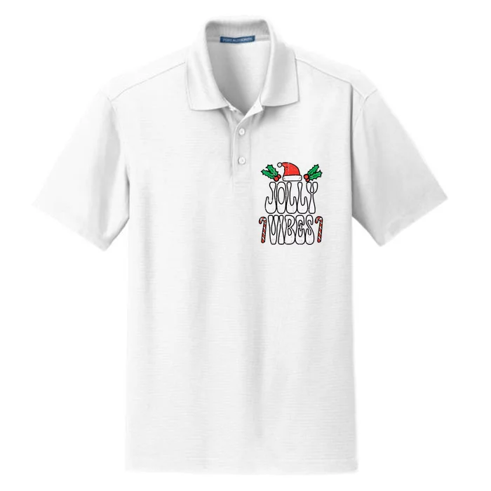 Christmas Jolly Vibes Retro Groovy Xmas Dry Zone Grid Performance Polo