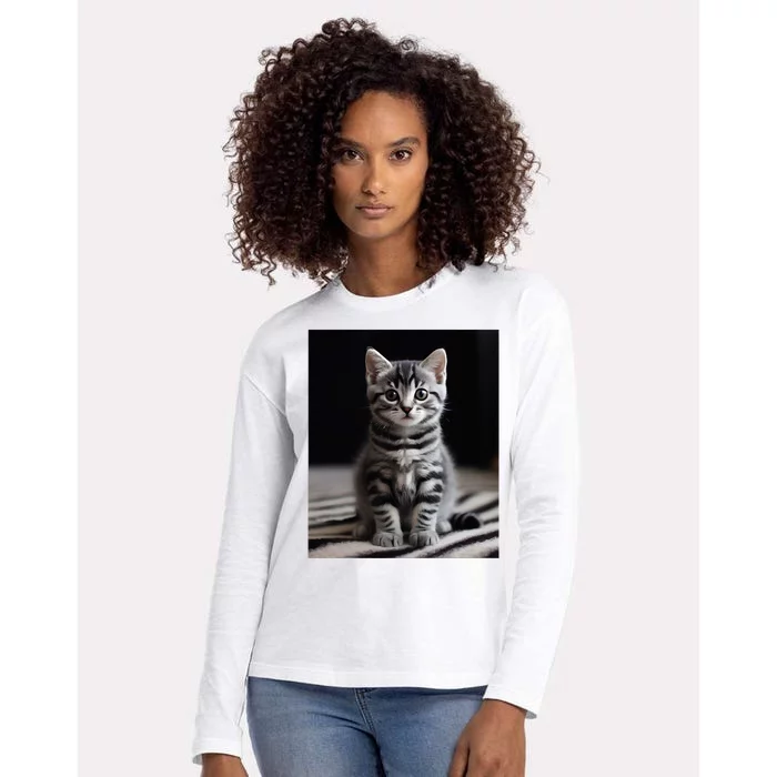 Cute Kitten American Short Hair Womens Cotton Relaxed Long Sleeve T-Shirt