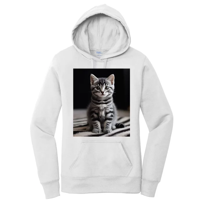 Cute Kitten American Short Hair Women's Pullover Hoodie