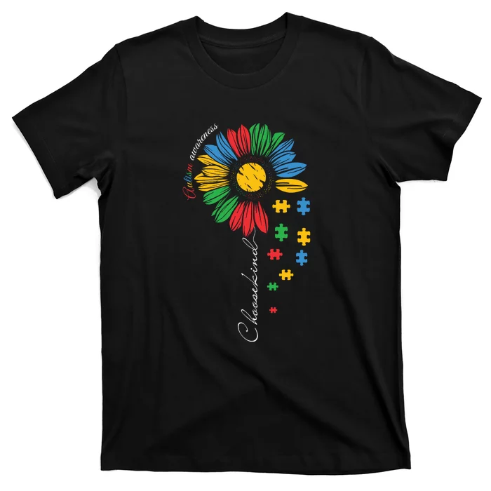 Choose Kind Autism Awareness Sunflower Puzzle Gift T-Shirt