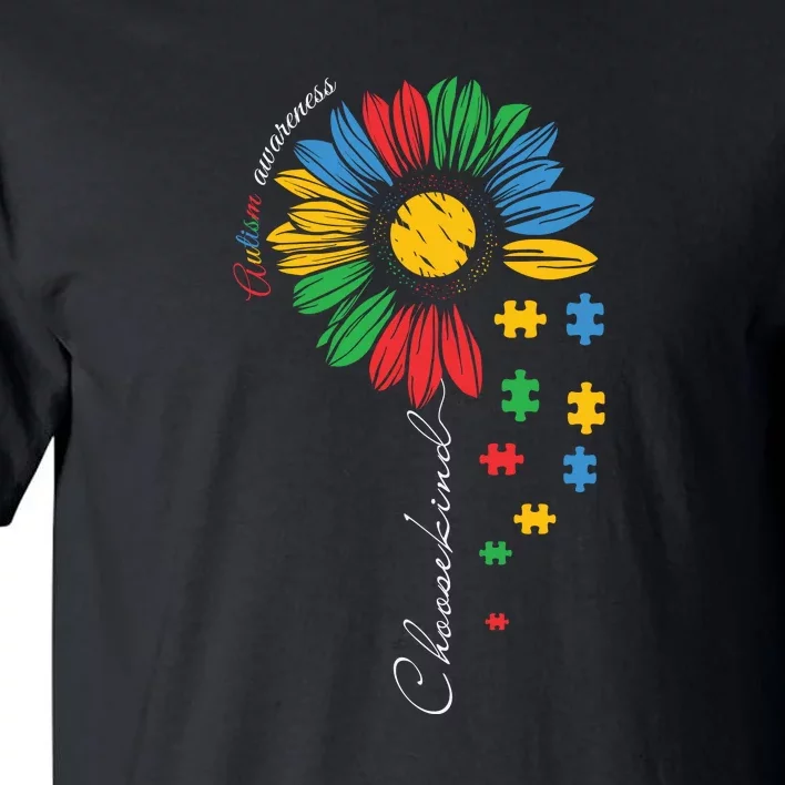 Choose Kind Autism Awareness Sunflower Puzzle Gift Tall T-Shirt