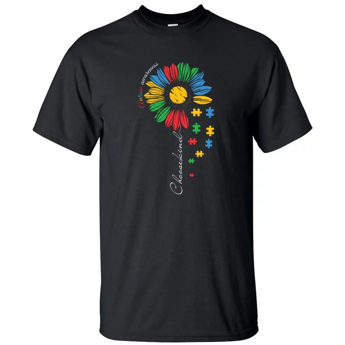 Choose Kind Autism Awareness Sunflower Puzzle Gift Tall T-Shirt