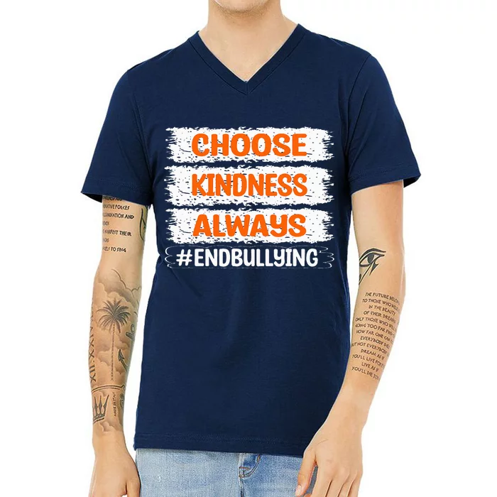 Choose Kindness Always End Bullying Cute Unity Day Orange V-Neck T-Shirt