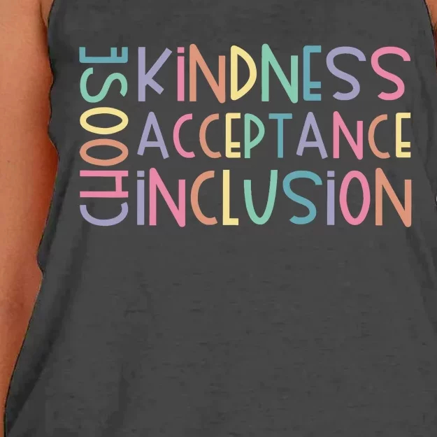 Choose Kindness Acceptance Inclusion Be Kind Unity Day Women's Knotted Racerback Tank