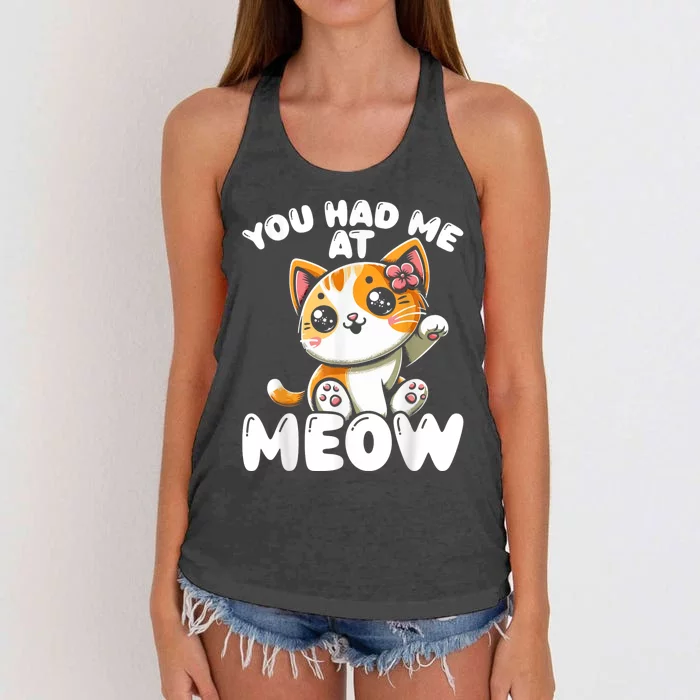 Cats Kitten Animal Cat Lover Cute Cat Meow Women's Knotted Racerback Tank