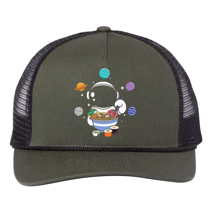 Cute Kawaii Astronaut Eating Ra Retro Rope Trucker Hat Cap