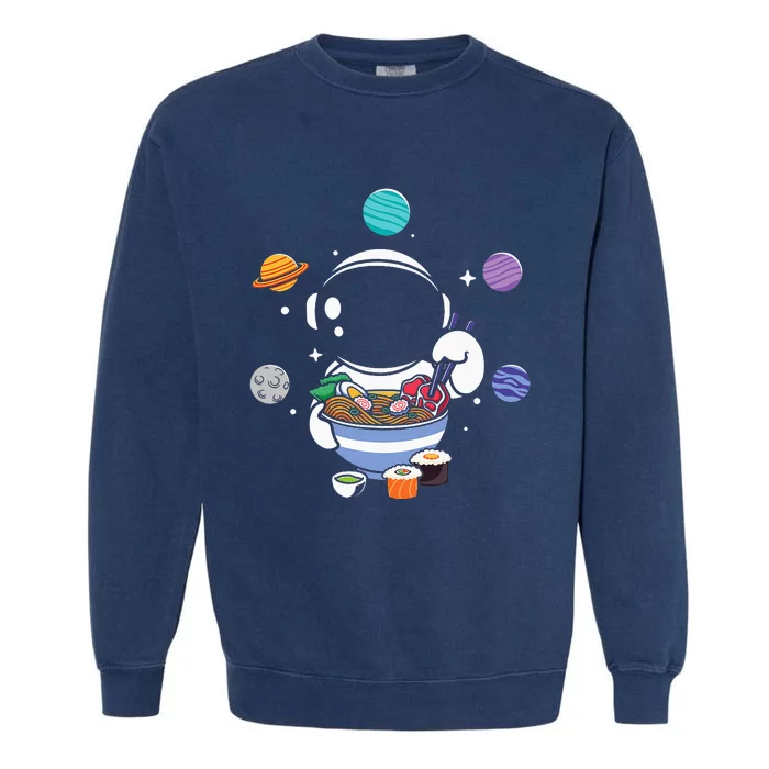 Cute Kawaii Astronaut Eating Ra Garment-Dyed Sweatshirt