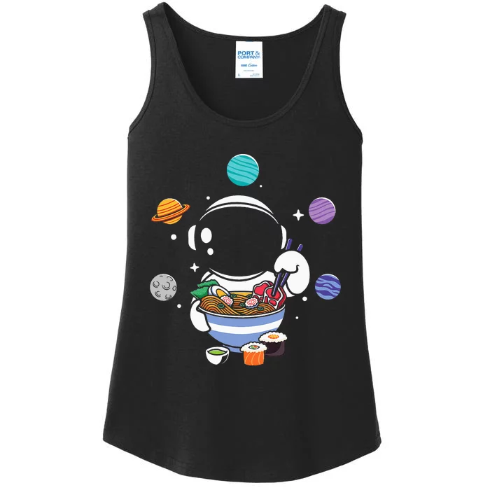 Cute Kawaii Astronaut Eating Ra-kawaii ra bowl Ladies Essential Tank