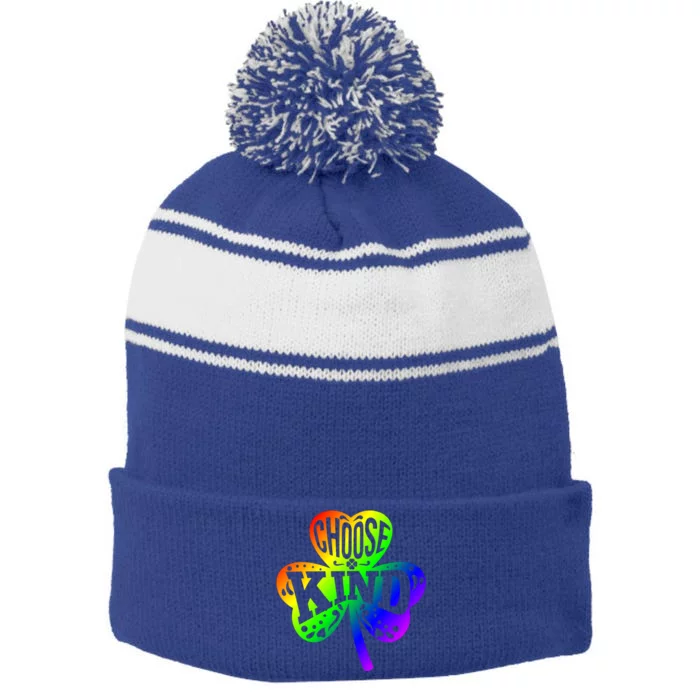 Choose Kind Autism Bullying Prevention St Paddys Day Cute Gift Stripe Pom Pom Beanie