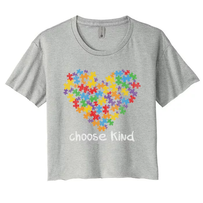 Choose Kind Autistic Autism Awareness Antibullying Gift Women's Crop Top Tee