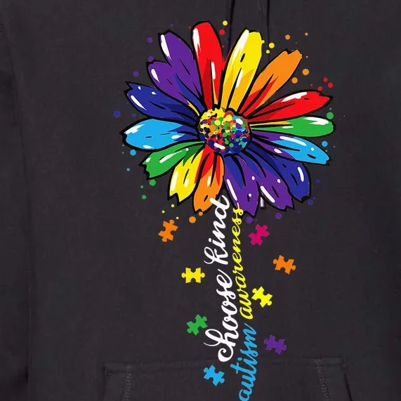 Choose Kind Autism Awareness Sunflower Mom Premium Hoodie