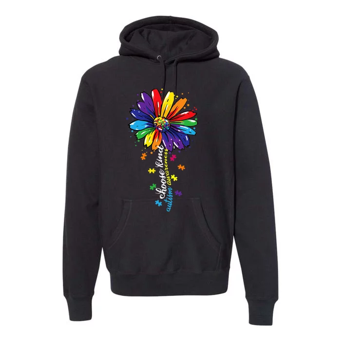 Choose Kind Autism Awareness Sunflower Mom Premium Hoodie