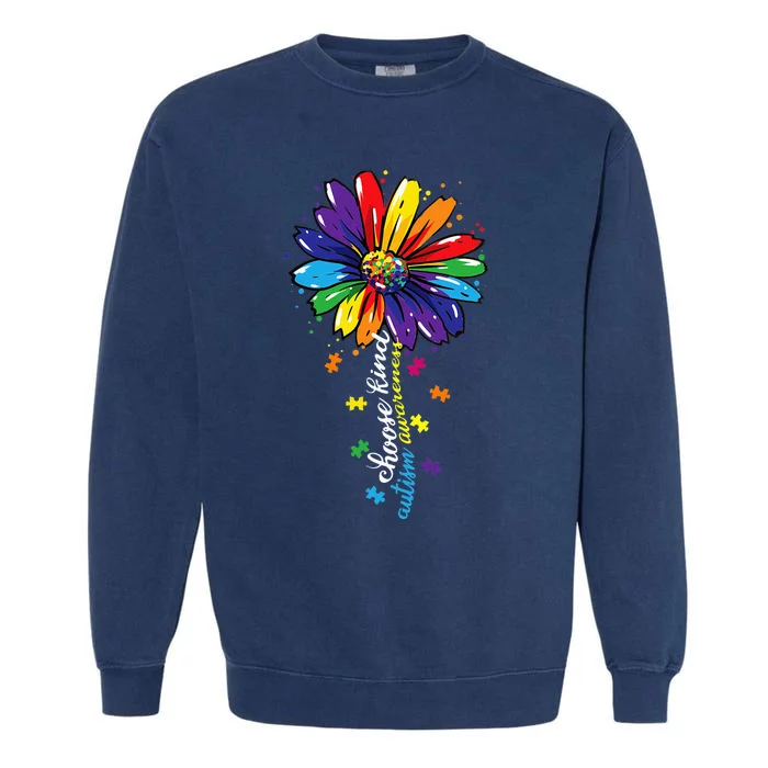 Choose Kind Autism Awareness Sunflower Mom Garment-Dyed Sweatshirt