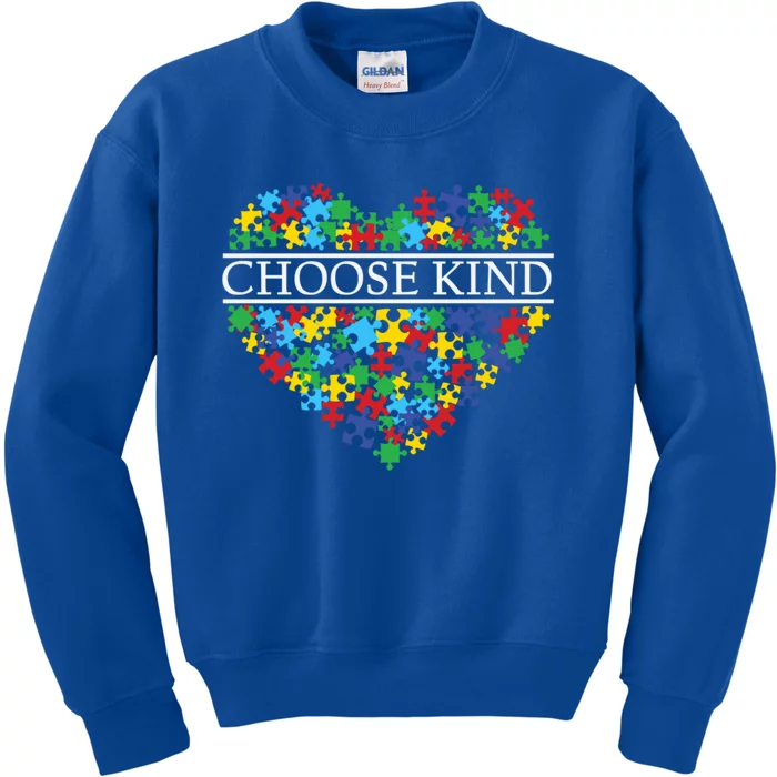 Choose Kind Autism Heart Autism Awareness Day Gift Kids Sweatshirt