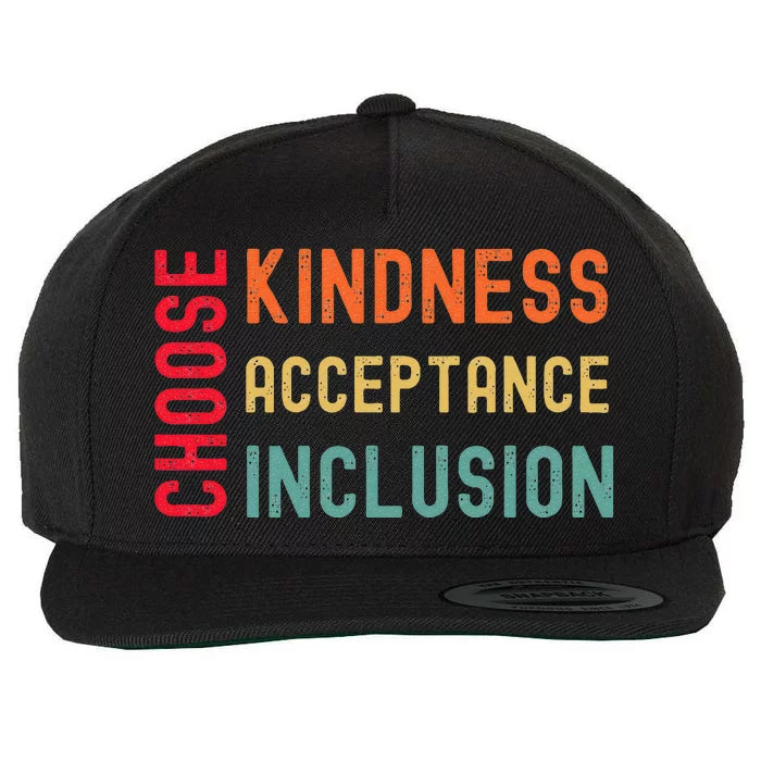 Choose Kindness Acceptance Inclusion Unity Day Anti Bully Wool Snapback Cap