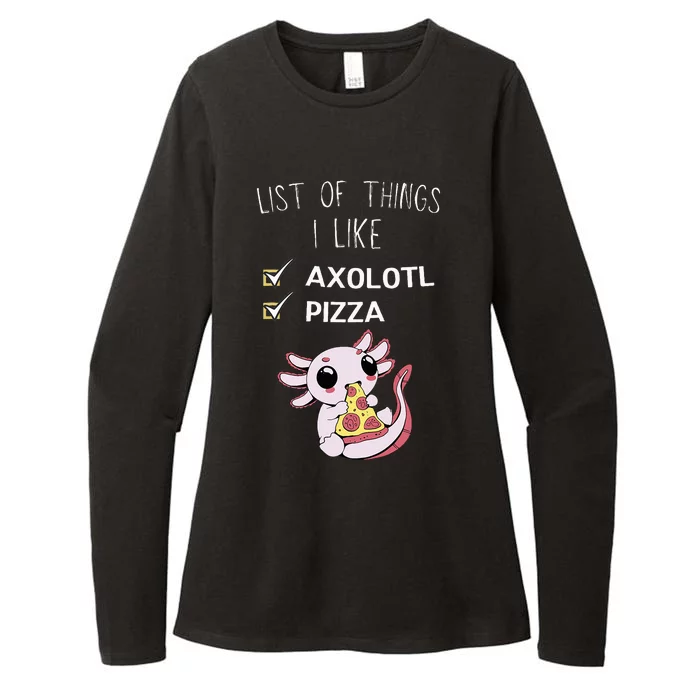 Cute Kawaii Axolotl List Of Things I Like Pizza Lover Womens CVC Long Sleeve Shirt