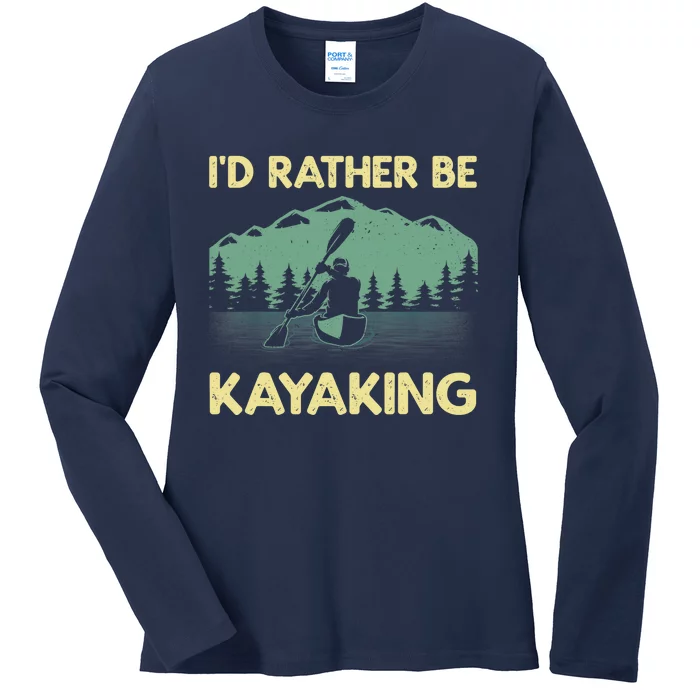 Cool Kayaking Art For Kayak Paddle Boating Kayaker Ladies Long Sleeve Shirt