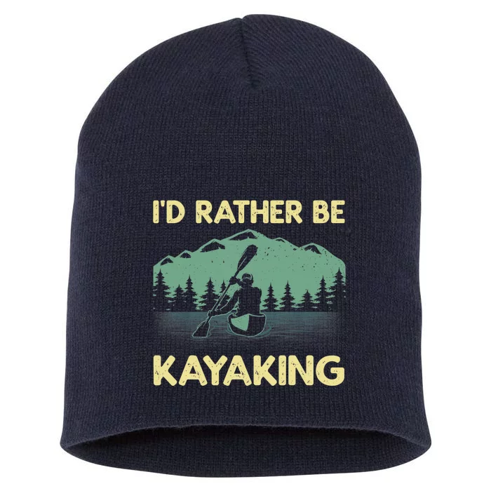 Cool Kayaking Art For Kayak Paddle Boating Kayaker Short Acrylic Beanie