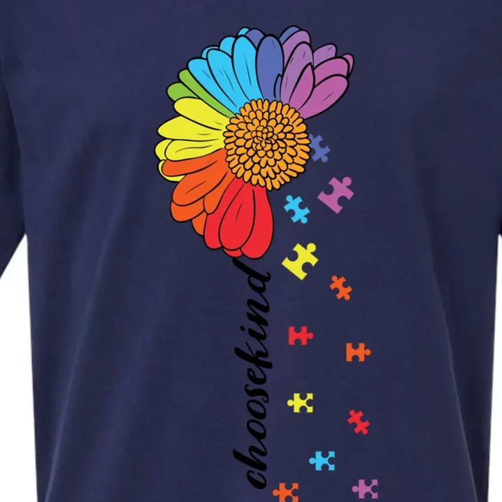 Choose Kind Autism Awareness Flower Gift Sueded Cloud Jersey T-Shirt