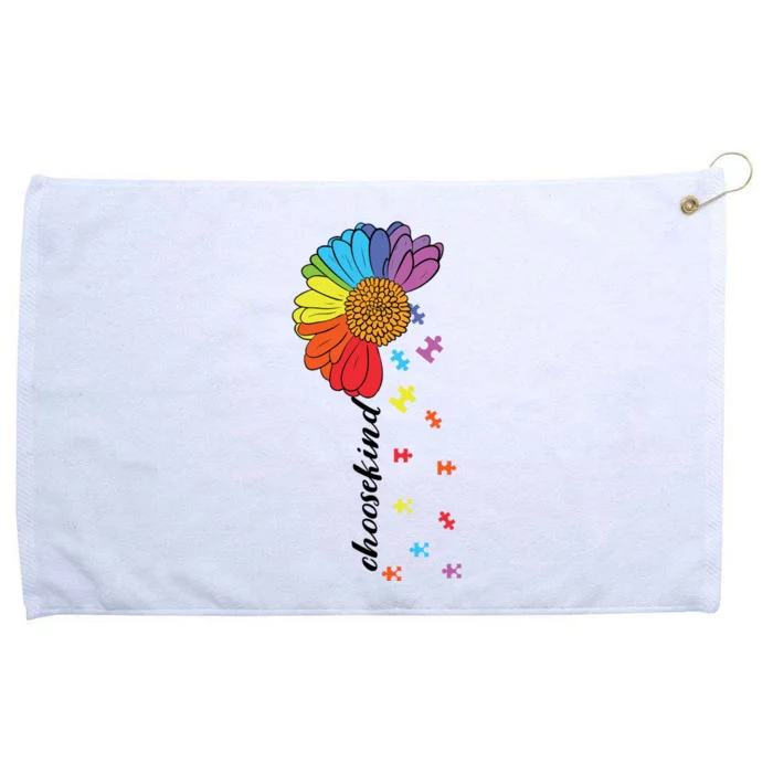 Choose Kind Autism Awareness Flower Gift Grommeted Golf Towel