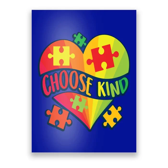 Choose Kind Autism Support Autistic Heart Asd Kindness Gift Poster